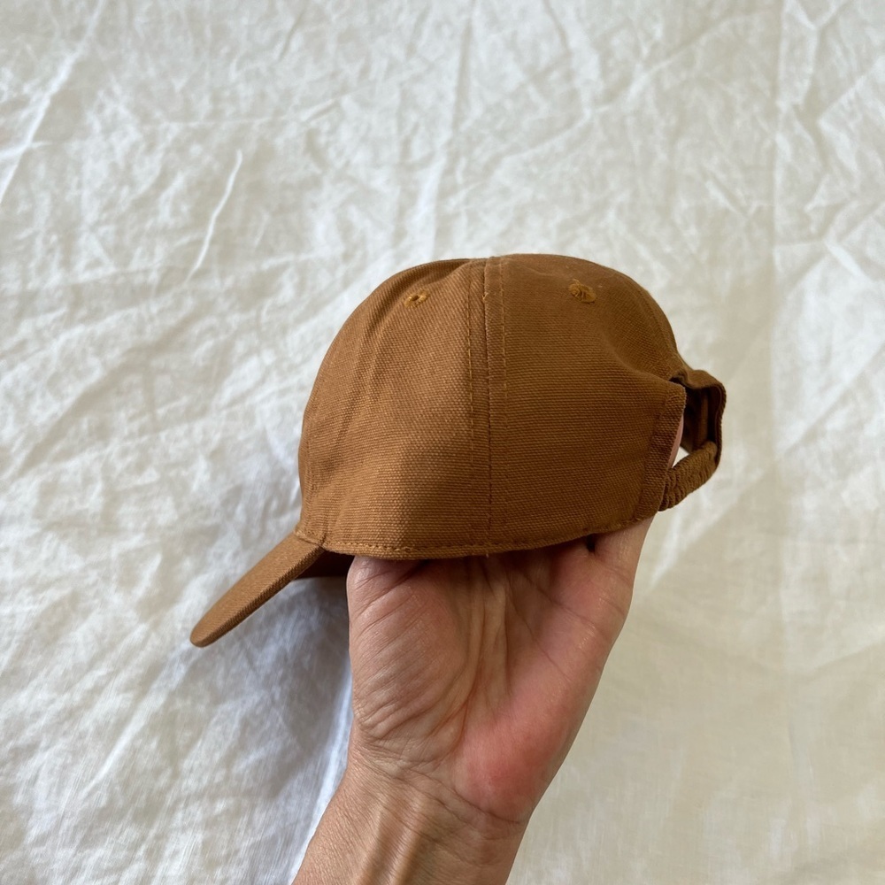 Carhartt Infant Stretch Elastic Back Hat Brown Solid Logo Patch 6 Panel - Picture 2 of 7